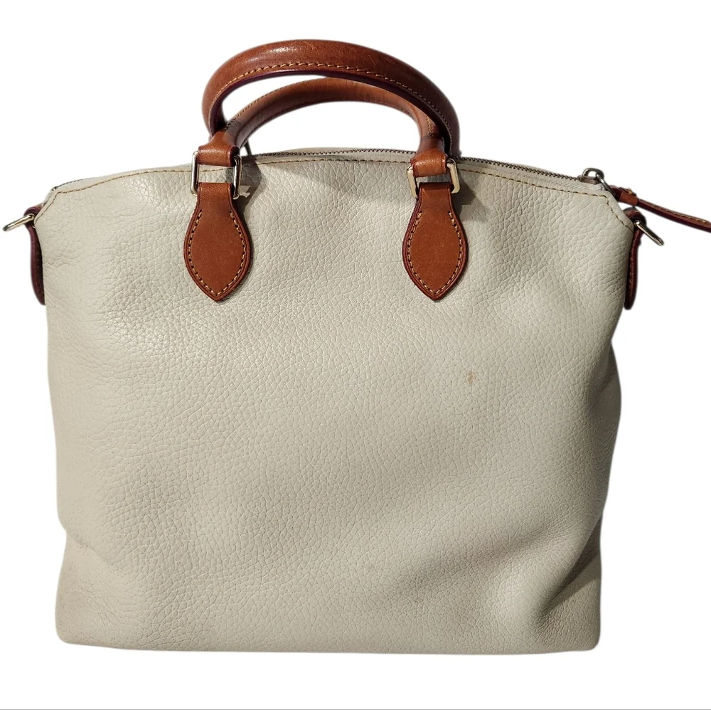 Dooney & Bourke Dillen Pebbled Leather Double Pocket Satchel Cream